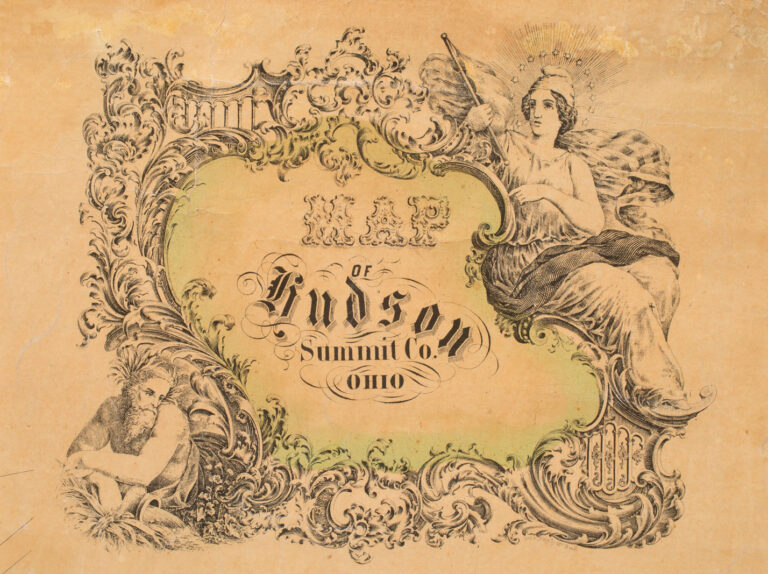 Label on 1855 map that reads, "Map of Hudson, Summit Co., Ohio"