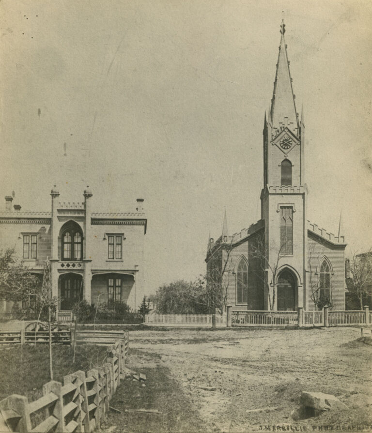 Brewster residence and Episcopal Church in Hudson, Ohio, ca. 1860