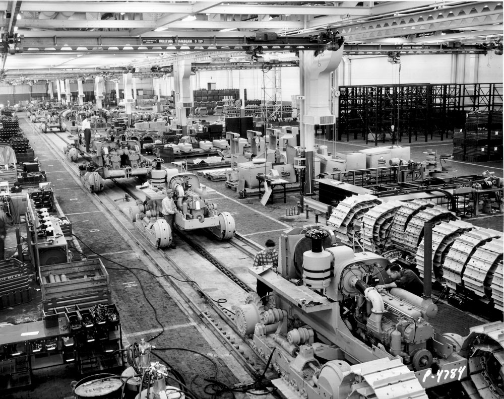 Assembly line in the Terex plant in Hudson, Ohio